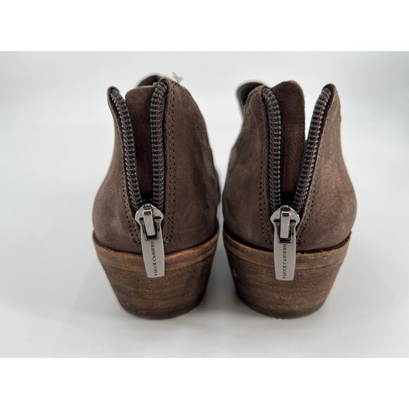 Vince Camuto Paleta Ankle Boot Sz 9M Perforated Brown Leather Low Heel Bootie - Picture 8 of 10